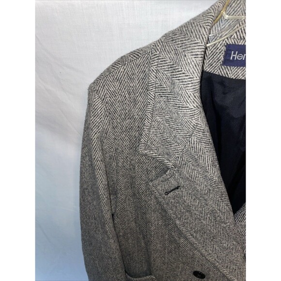 Herman Kay Women’s Overcoat Size 14 Gray Herringbone Wool Blend Going Out Party - Picture 5 of 12